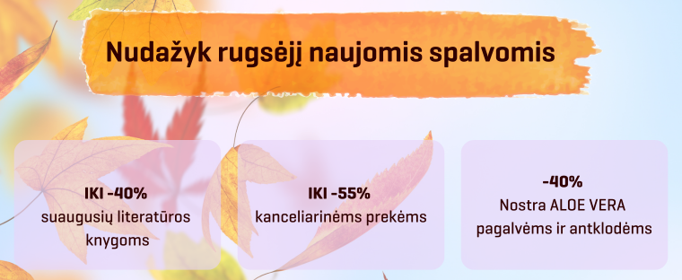 Rugsėjį akcijos knygoms, kanceliarinėms prekėms ir pagalvėms Lietuvos pašto skyriuose