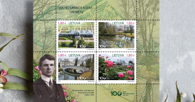 Pašto ženklų blokas VDU botanikos sodui – 100 metų